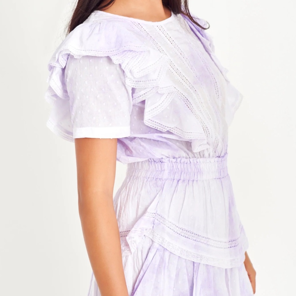 Love Shack Fancy Natasha Heritage Mini Dress size petite violet